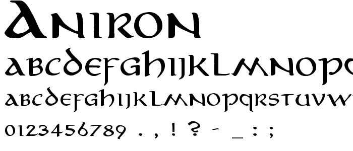 category Gothic Celtic Aniron font