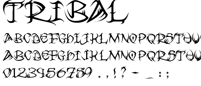 Below you can see an example of the Tribal font