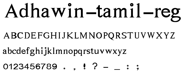 Adhawin Tamil Regular font