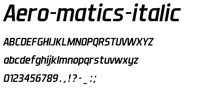 Aero Matics Italic police