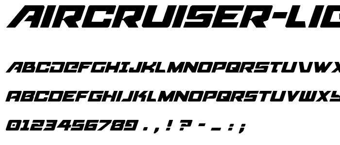 Aircruiser Light Italic font