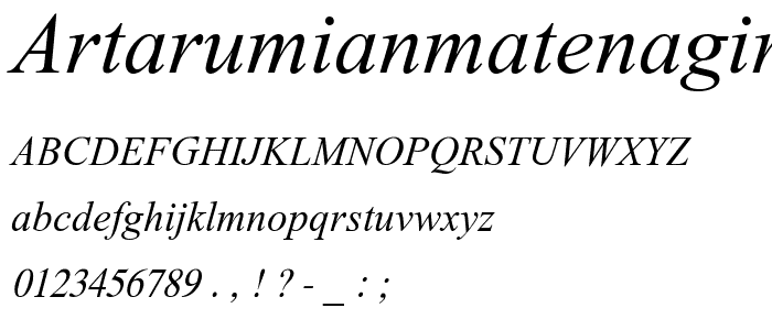 ArTarumianMatenagir Italic font