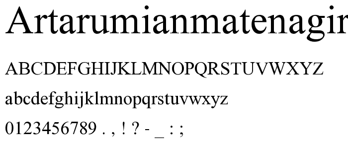 ArTarumianMatenagir font