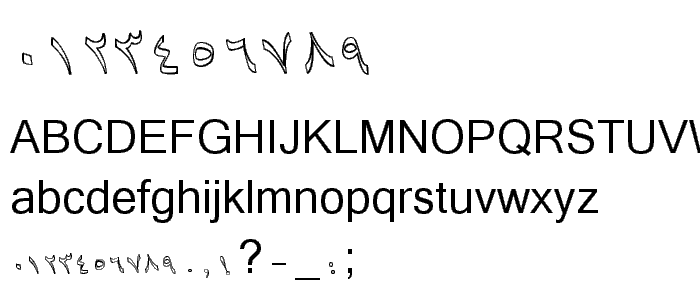 Aperçu de la police B Baran Outline Italic avec majuscules, minuscules et chiffres