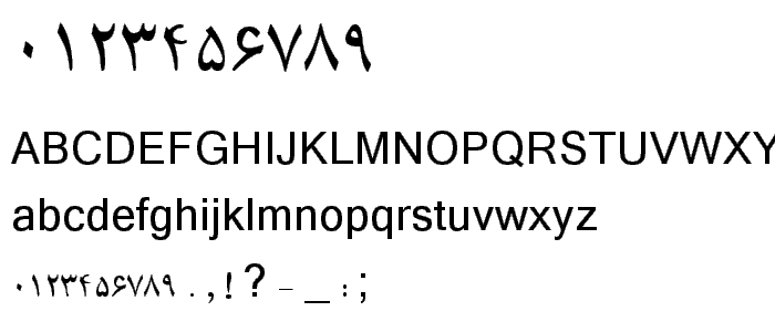 Een voorbeeld van de B Compset font, met uppercase, lowercase, and numeric karacters