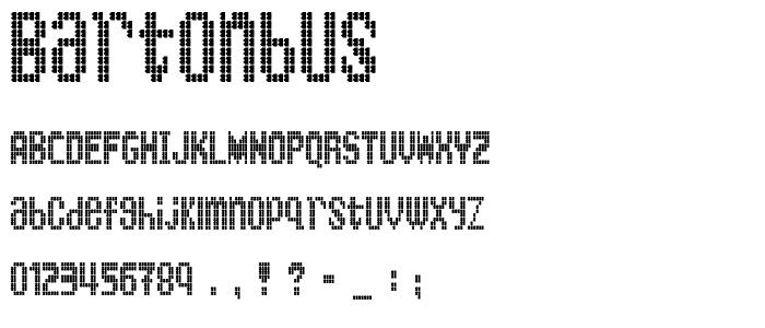 A preview of the BartonBus font, showing uppercase, lowercase, and numeric characters