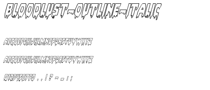 Bloodlust Outline Italic font