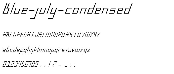 Blue July Condensed font