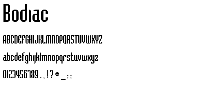 Bodiac font