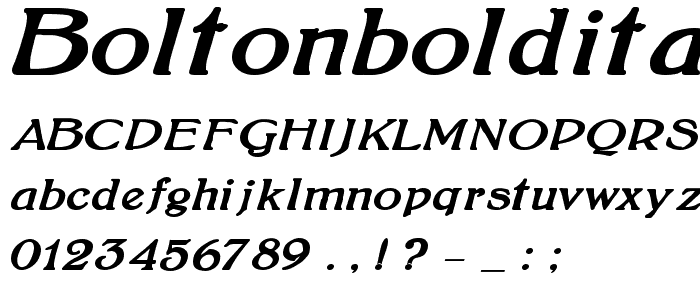 BoltonBoldItalic font