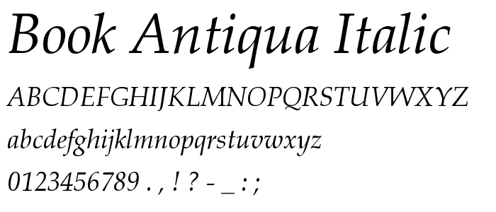 Book Antiqua Italic police
