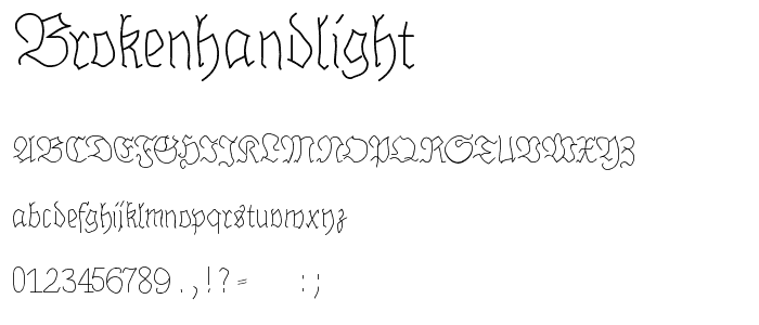 BrokenHandLight font