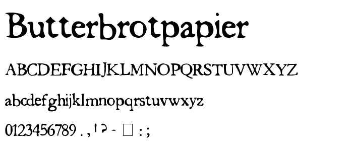 butterbrotpapier font