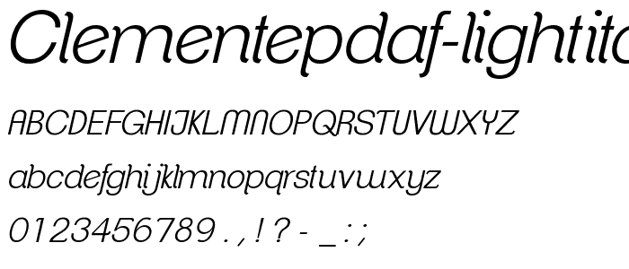ClementePDaf LightItalic font