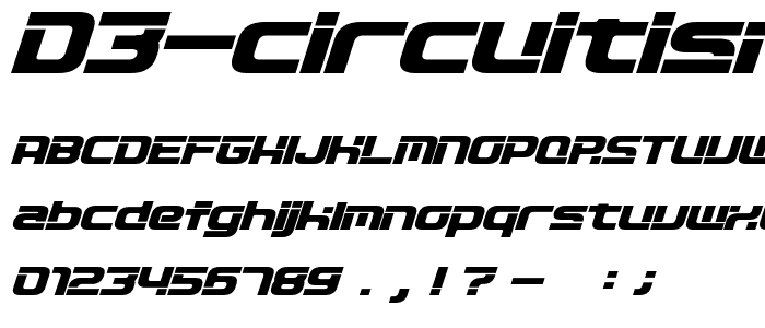 D3 Circuitism Oblique font