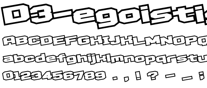 D3 Egoistism outline leaning font