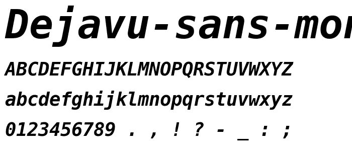 DejaVu Sans Mono Bold Oblique police