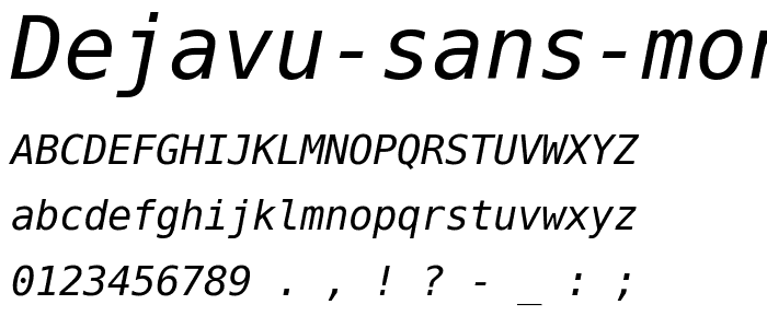 DejaVu Sans Mono Oblique font