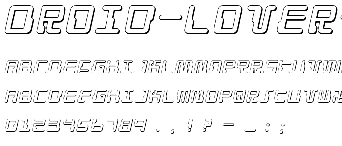 Droid Lover 3D Expanded Italic police