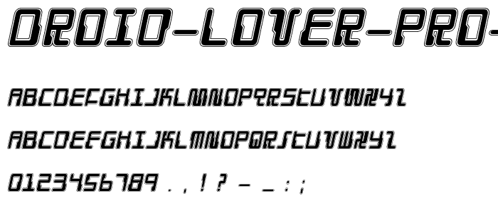 Droid Lover Pro Italic font