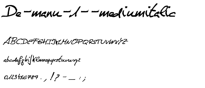 de Manu 1 MediumItalic font