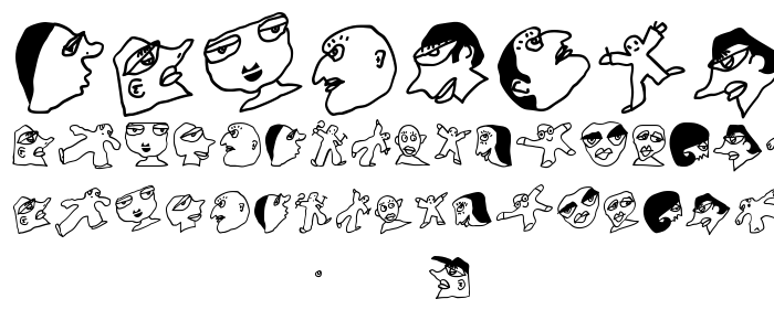 A preview of the FacesTypes font, showing uppercase, lowercase, and numeric characters