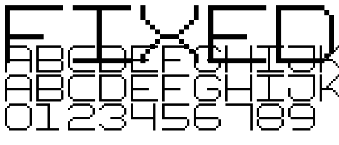 A preview of the fixed_v02 font, showing uppercase, lowercase, and numeric characters