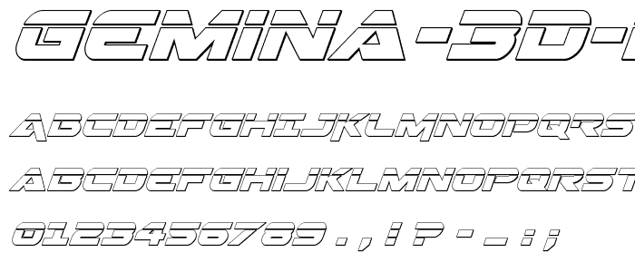 Gemina 3D Laser Italic font