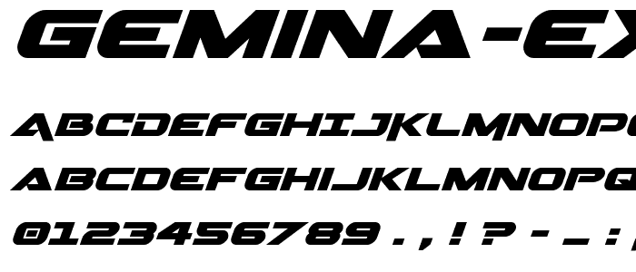 Gemina Expanded Italic font