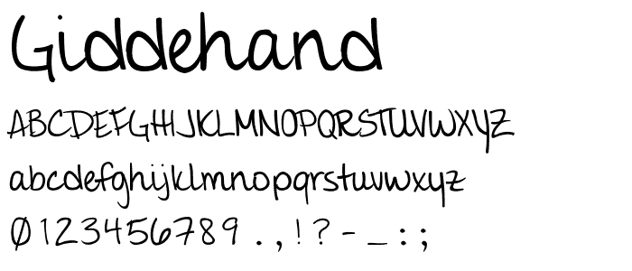 Giddehand font