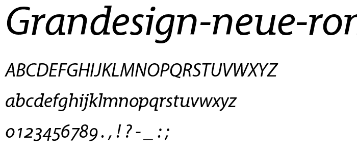 Grandesign Neue Roman Italic police