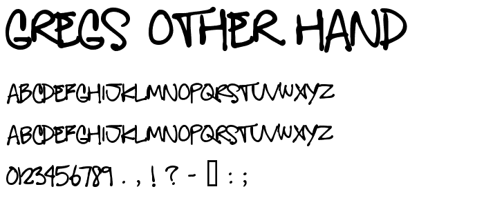Gregs Other Hand font