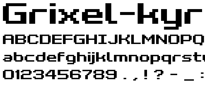 Aperçu de la police Grixel Kyrou 7 Wide Bold avec majuscules, minuscules et chiffres