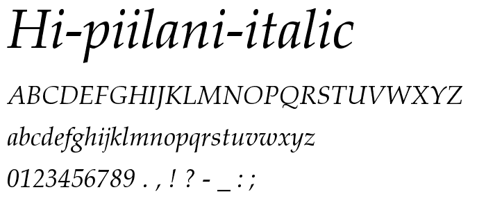 HI Piilani Italic font
