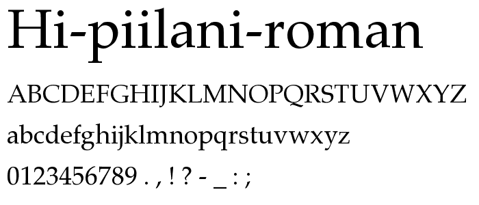 HI Piilani Roman font