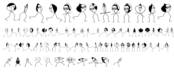 A preview of the HeadsConstructedTwo font, showing uppercase, lowercase, and numeric characters