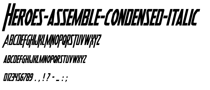 Heroes Assemble Condensed Italic font