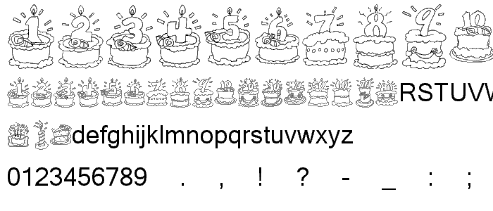 KR Birthday Cake Dings font