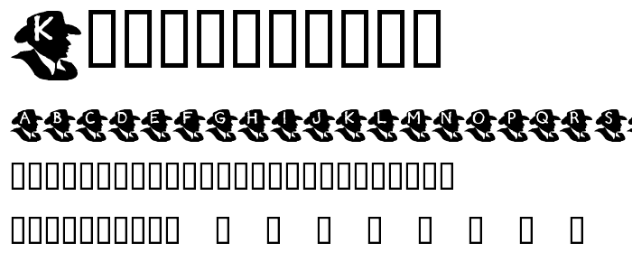 Eine Vorschau der Schriftart KR Maverick mit Groß-, Klein- und Zahlzeichen