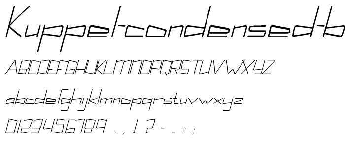 Kuppel Condensed Bold Italic font