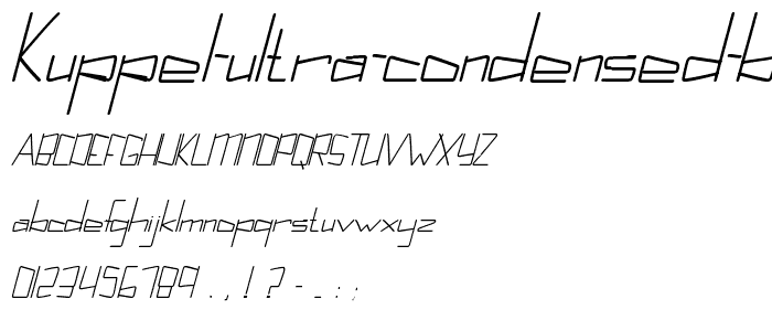 Kuppel Ultra condensed Bold Italic font