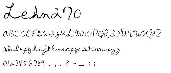 Eine Vorschau der Schriftart LEHN270 mit Groß-, Klein- und Zahlzeichen