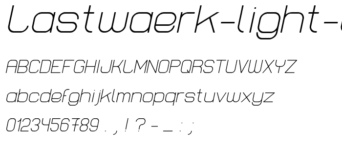 Lastwaerk light Oblique font