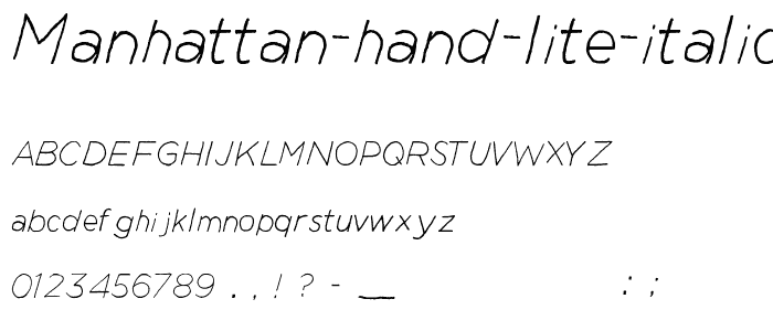 Manhattan Hand Lite Italic font