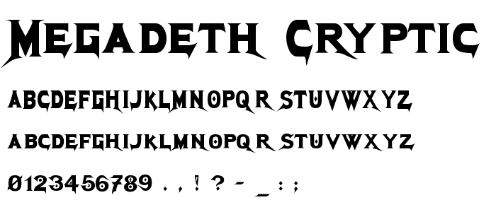 Megadeth Cryptic font