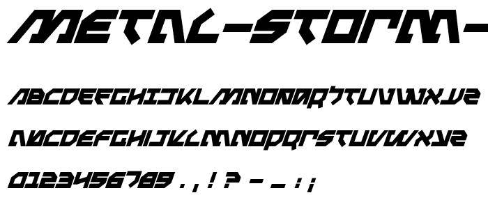 Metal Storm Bold Italic font
