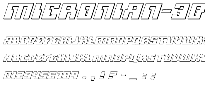 Micronian 3D Italic font