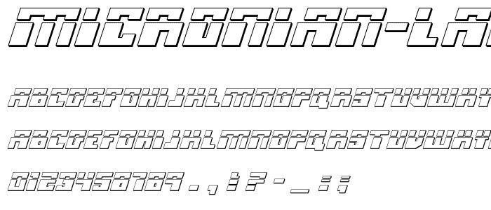 Micronian Laser 3D Italic font