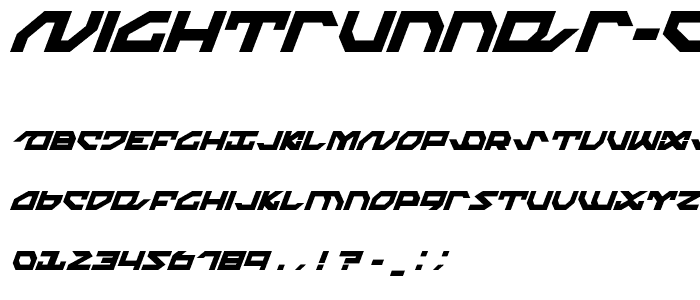 Nightrunner Condensed Italic font