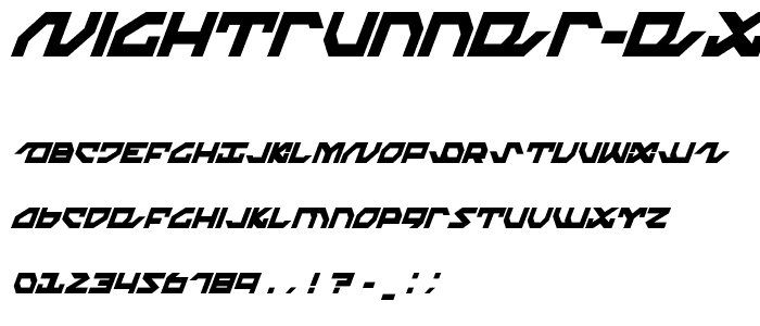 Nightrunner Extra Condensed Italic font